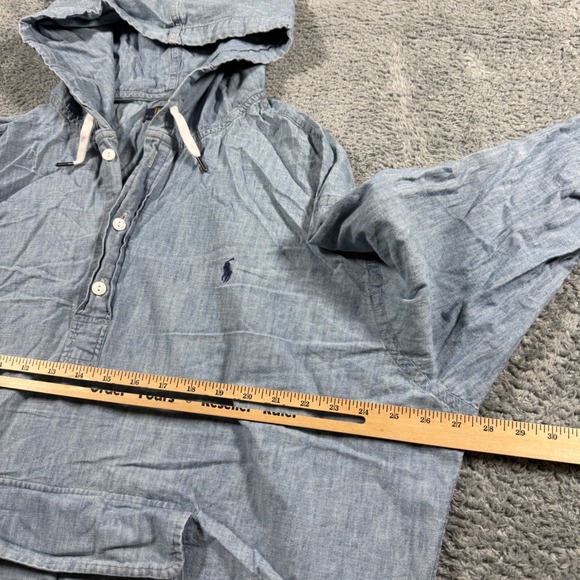 Polo Ralph Lauren Indigo Chambray Anorak Hoodie Pullover Button Drawstrings 2XL - Picture 6 of 7